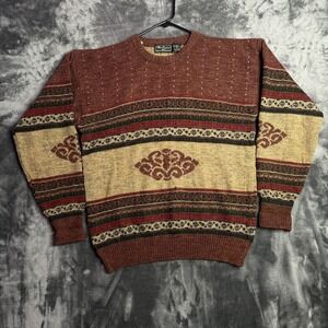 Vintage Peter England Pullover Crewneck Long Sleeve Size Medium Abstrac Pattern